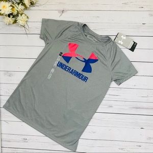 Grey/Pink athletic wear shortsleeved Shirt